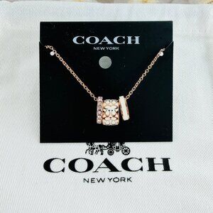 Coach Signature Enamel rose gold necklace